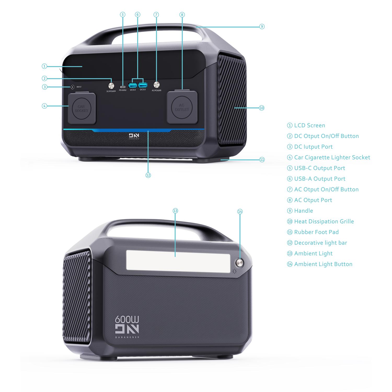 DaranEner NEO600 Portable Power Station | 600W 576Wh – DaranEner